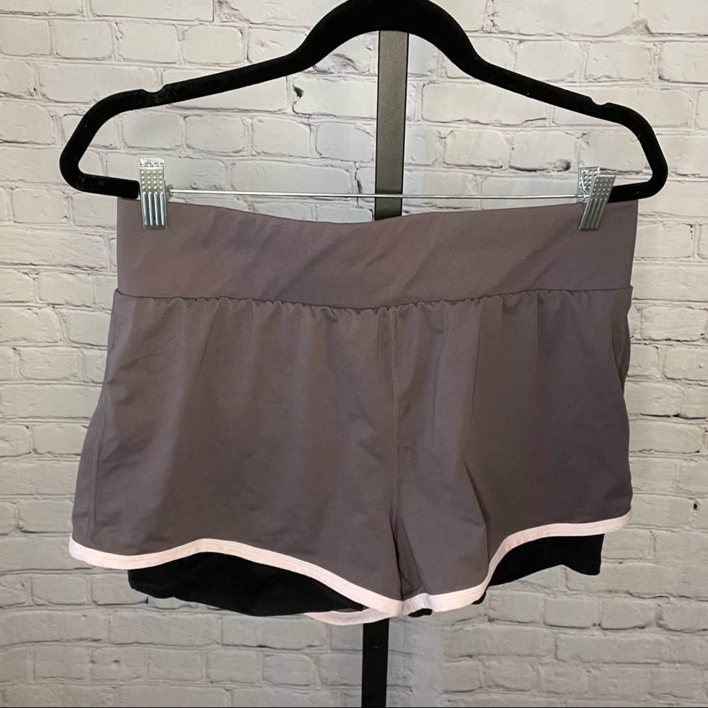 Fabletics Running Shorts with Built In Liner Size Extra Large Purple